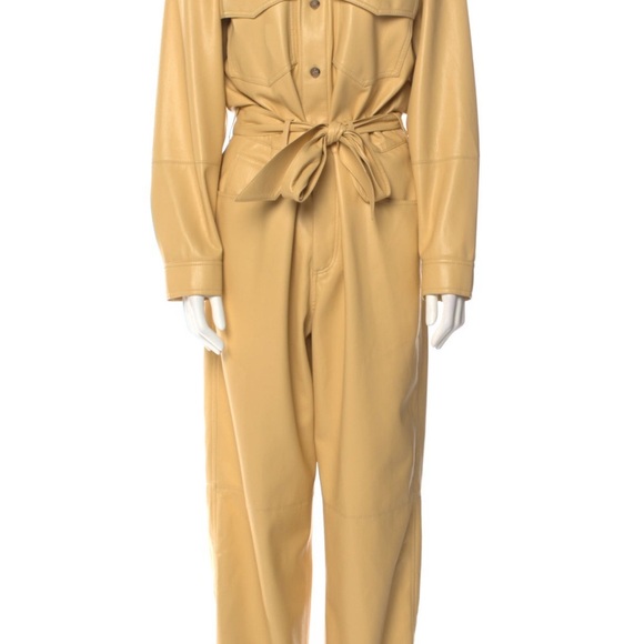 Nanushka Ashton Vegan Leather Jumpsuit, Margarine, EUC - Picture 6 of 14